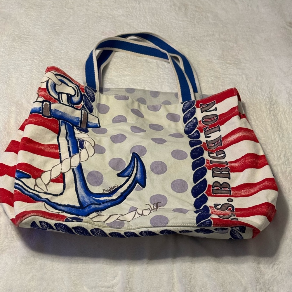 Brighton Nautical Anchor Tote Bag - Red, Blue, White